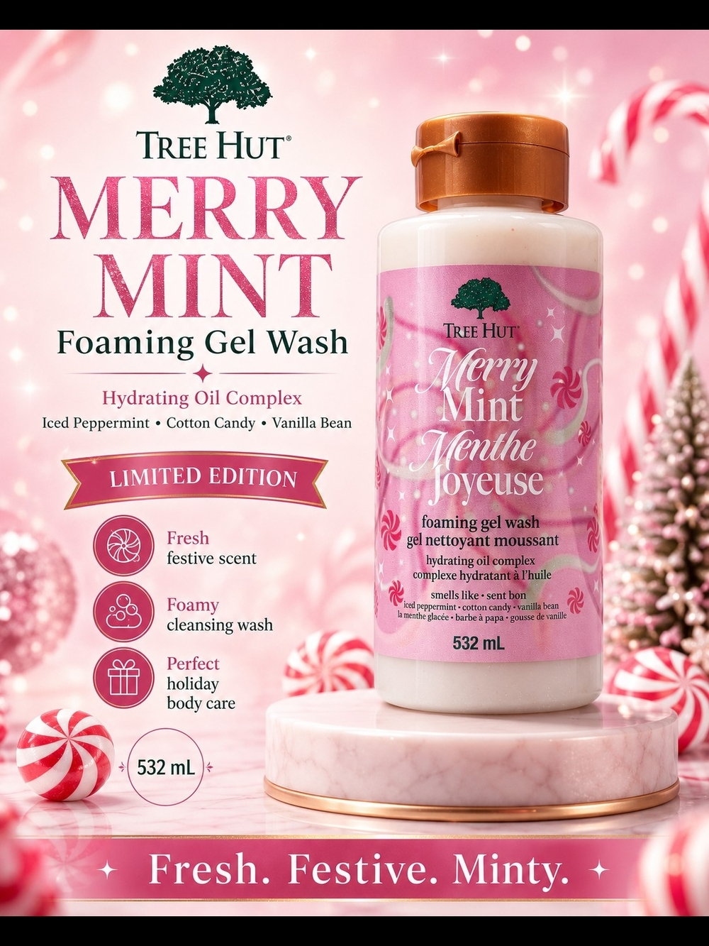 Tree Hut -  Limited Edition Merry Mint Foaming Gel Wash -